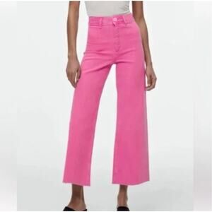 Zara Fuschia The Marine Straight Jeans Fuschia Pink Pants Womens Size 6